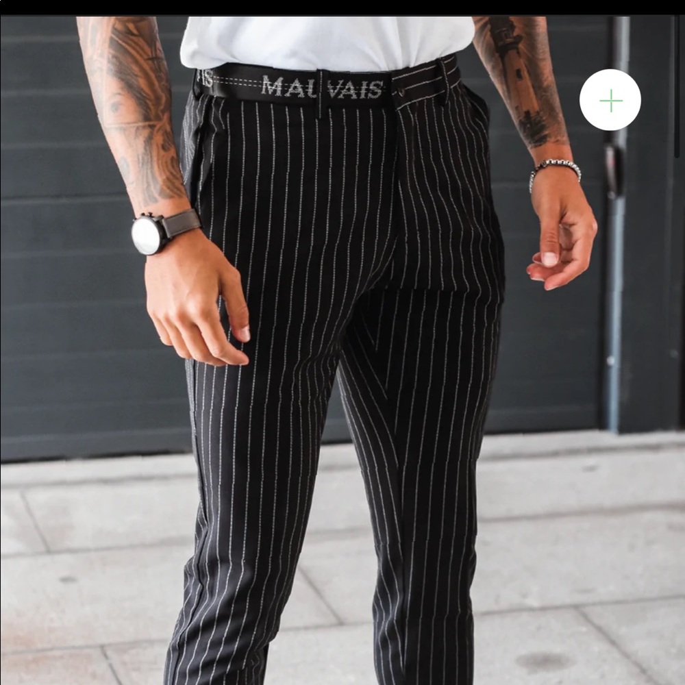 Mauvais pin stripe black trousers-size 34W32L